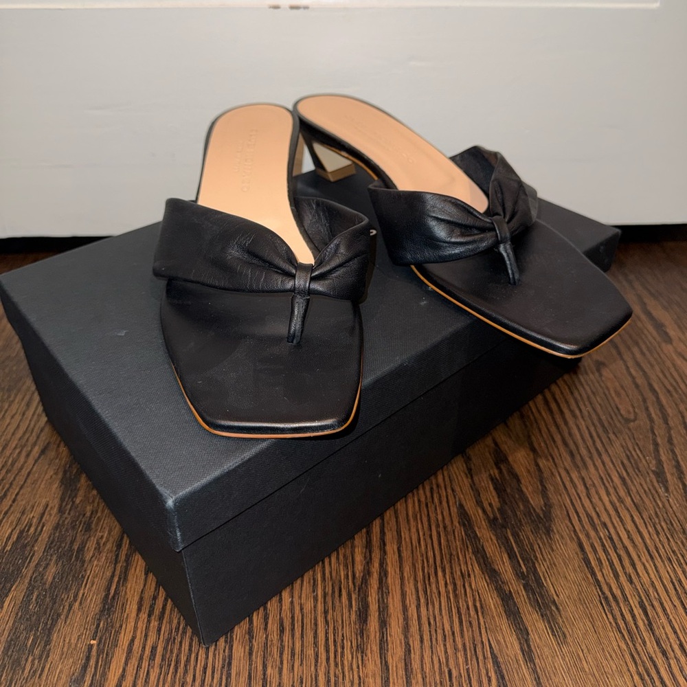 Club Monaco Black Leather Mules